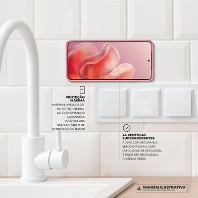 Capa Silicon Veloz para Motorola Moto Edge 60 Fusion + Ventosa - Rosa - Gshield