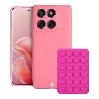 Capa Silicon Veloz para Motorola Moto Edge 60 Fusion + Ventosa - Rosa - Gshield