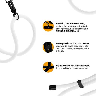 Cordão Phone Strap Armor - Branco - Gshield