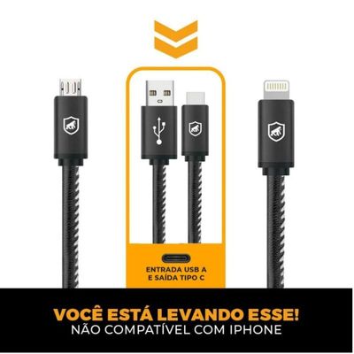 Cabo Tipo C / USB-A - Turbo Militar - 1,5M  no Atacado - Caixa Fechada 10 Unidades - Gshield