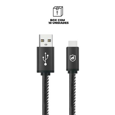 Cabo Tipo C / USB-A - Turbo Militar - 1,5M  no Atacado - Caixa Fechada 10 Unidades - Gshield