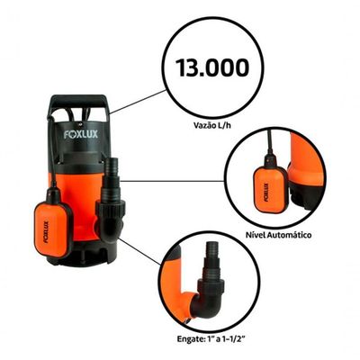 Bomba D'água Submersível 1cv 750w 127v Foxlux