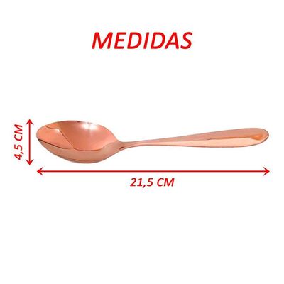 Kit Jogo De Colheres De Mesa Rose Gold 12pçs Inox Rústico