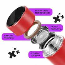 Garrafa Térmica Inox 500ml Quente Frio Tampa Vermelho Nº10