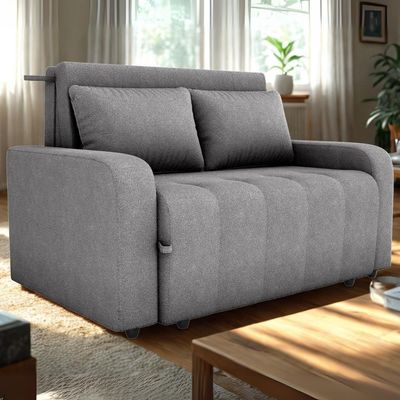 Sofa Cama 2 Lugares 138 Cm Amora Tecido Boucle F497 Milani Store Cinza