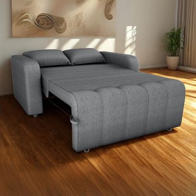 Sofa Cama 2 Lugares 138 Cm Amora Linho Vancouver Cinza Milani Store Cinza