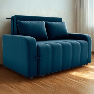 Sofa Cama 2 Lugares 138 Cm Amora Veludo Maserati Milani Store Azul