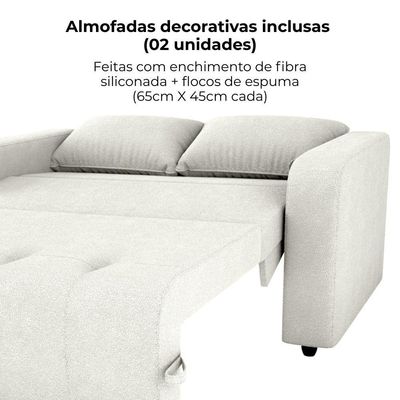 Sofa Cama 2 Lugares 138 Cm Amora Tecido Boucle F492 Milani Store Natural