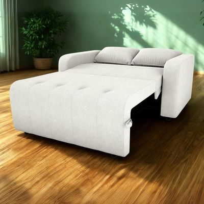 Sofa Cama 2 Lugares 138 Cm Amora Tecido Boucle F492 Milani Store Natural