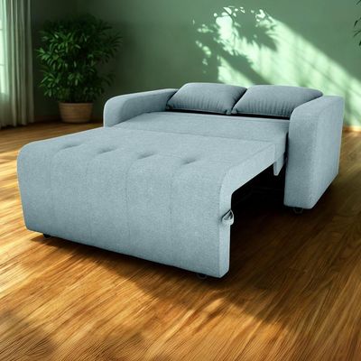 Sofa Cama 2 Lugares 138 Cm Amora Tecido Boucle F495 Milani Store Azul