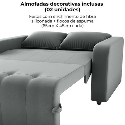 Sofa Cama 2 Lugares 138 Cm Amora Veludo Maserati Milani Store Chumbo