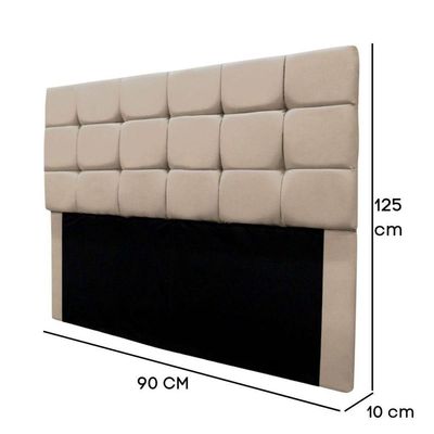 Cabeceira Cama Box Estofada Solteiro 90 Cm Ananda Suede Bege