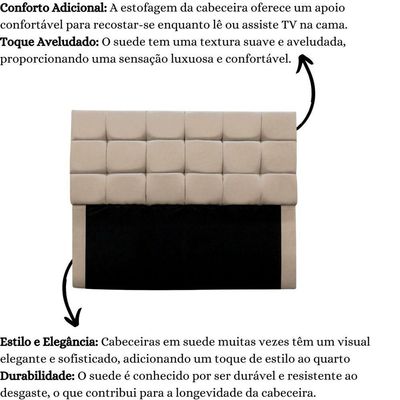 Cabeceira Cama Box Estofada Solteiro 90 Cm Ananda Suede Bege