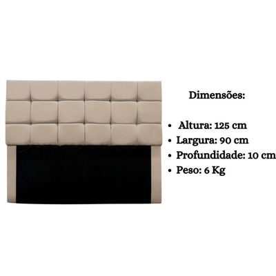 Cabeceira Cama Box Estofada Solteiro 90 Cm Ananda Suede Bege