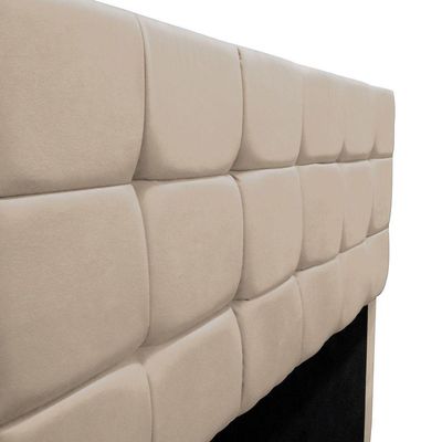 Cabeceira Cama Box Estofada Solteiro 90 Cm Ananda Suede Bege
