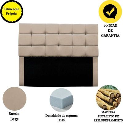 Cabeceira Cama Box Estofada Solteiro 90 Cm Ananda Suede Bege