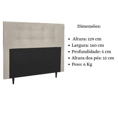 Cabeceira Estofada Cama Box Queen 160 Cm Lorena Suede Suede Bege