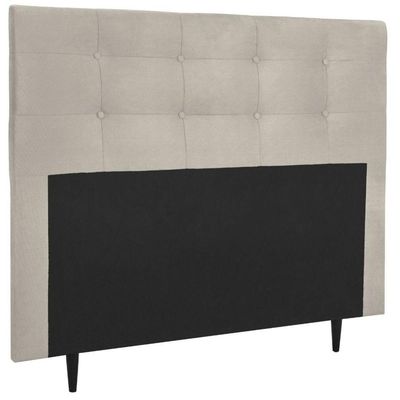 Cabeceira Estofada Cama Box Queen 160 Cm Lorena Suede Suede Bege