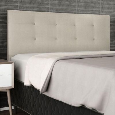 Cabeceira Estofada Cama Box Queen 160 Cm Lorena Suede Suede Bege