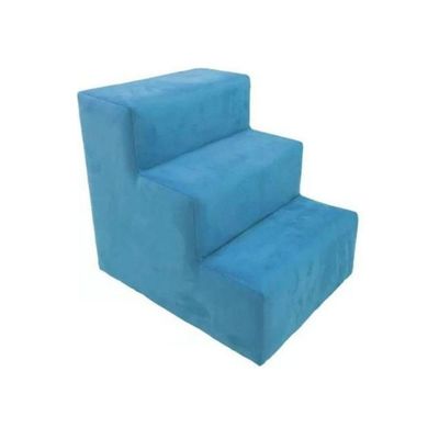 Escada Escadinha Pet Cachorro 3 Degraus Rampa Suede Dog Azul Turquesa