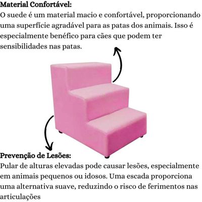 Escada Escadinha Pet Cachorro 3 Degraus Rampa Suede Dog