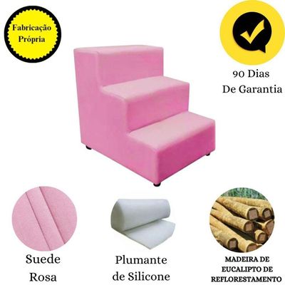 Escada Escadinha Pet Cachorro 3 Degraus Rampa Suede Dog