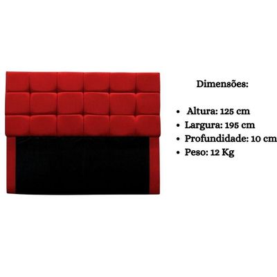 Cabeceira Cama Box Estofada King 195 Cm Bianca Suede Vermelho