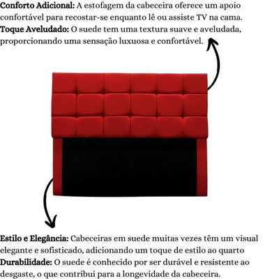 Cabeceira Cama Box Estofada King 195 Cm Bianca Suede Vermelho