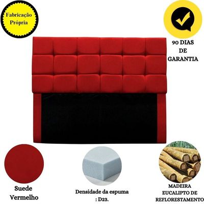 Cabeceira Cama Box Estofada King 195 Cm Bianca Suede Vermelho