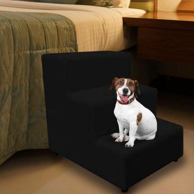 Escada Escadinha Pet Cachorro 3 Degraus Rampa Suede Dog Preto