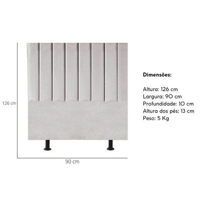 Cabeceira Estofada Cama Box Solteiro 90 Cm Alice Linho Cinza Claro