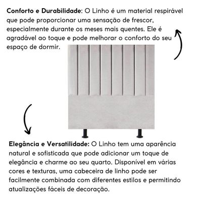 Cabeceira Estofada Cama Box Solteiro 90 Cm Alice Linho Cinza Claro