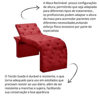 Maca Estofada Estética Cílios Regulável Spa Suede Ana Clara Vermelho