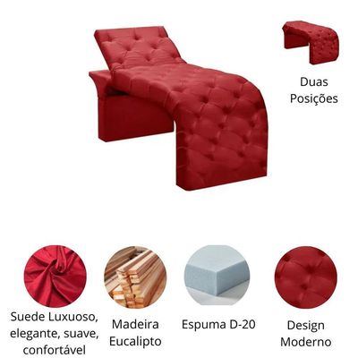 Maca Estofada Estética Cílios Regulável Spa Suede Ana Clara Vermelho