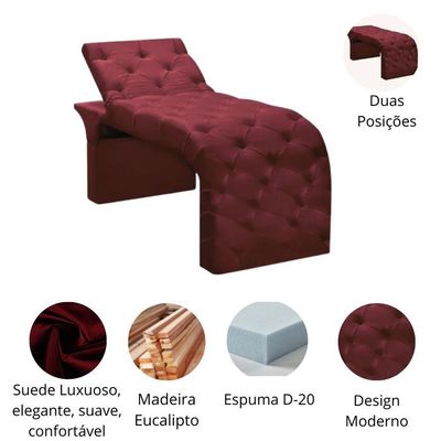 Maca Estofada Estética Cílios Regulável Spa Suede Maitê Bordô