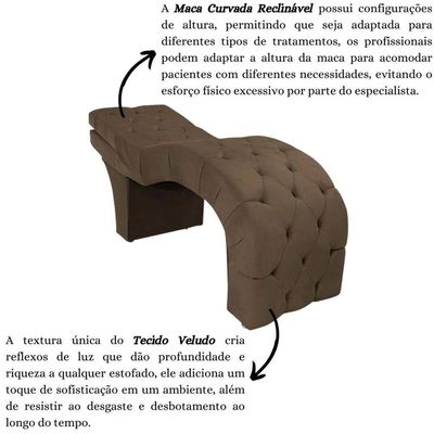 Maca Estética Estofada Reclinável Ergonômica Veludo Vanessa Marrom