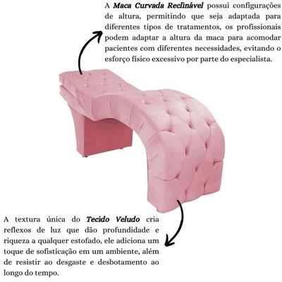 Maca Estética Estofada Reclinável Ergonômica Veludo Camila Rosê