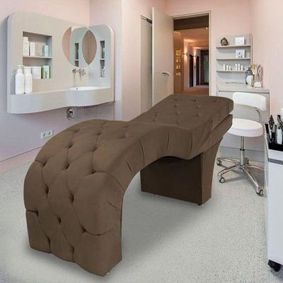 Maca Estética Estofada Reclinável Ergonômica Veludo Vanessa Marrom