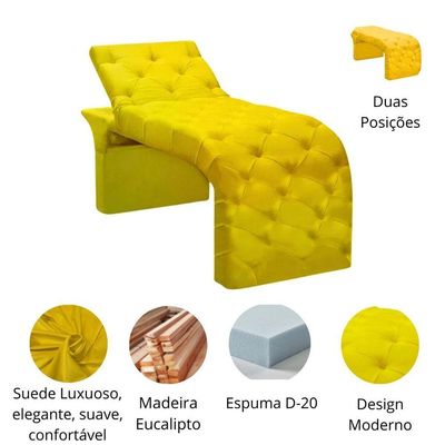 Maca Estofada Estética Cílios Regulável Spa Suede Valentina Amarelo