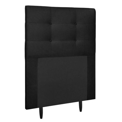 Cabeceira Estofada Cama Box Solteiro 90 Cm Lorena Suede Suede Preto