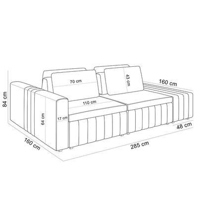 Sofá Ilha Com Puff Para Sala Living 285cm Amber M03 Linho Cru Couríssimo Whisky - Lyam Decor