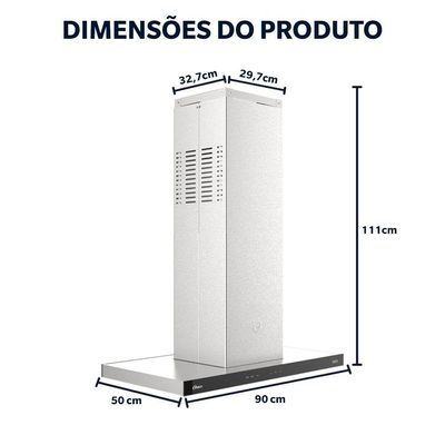 Coifa De Ilha Oster Inox Touch Control 90cm 110V
