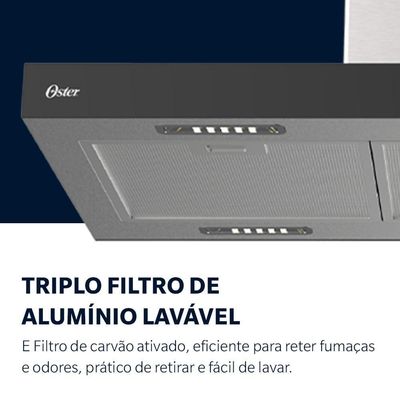 Coifa De Ilha Oster Inox Touch Control 90cm 110V