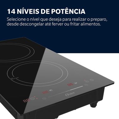 Cooktop De Indução 2 Bocas Oster Touch Screen 2 Em 1 110V