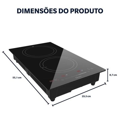 Cooktop De Indução 2 Bocas Oster Touch Screen 2 Em 1 110V