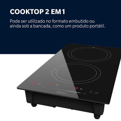 Cooktop De Indução 2 Bocas Oster Touch Screen 2 Em 1 110V