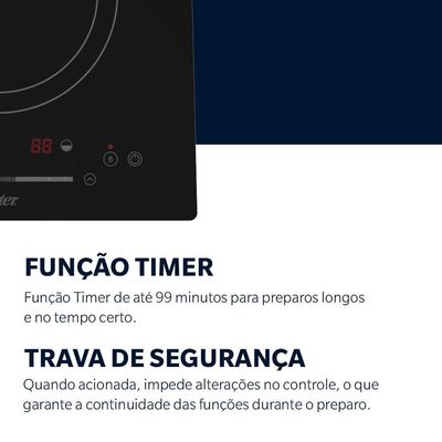 Cooktop De Indução 2 Bocas Oster Touch Screen 2 Em 1 110V