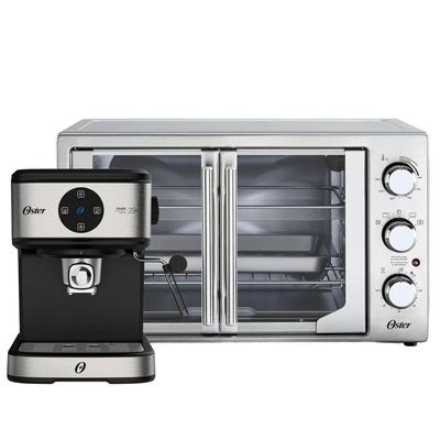 Kit Cafeteira Espresso Double E Forno e Fritadeira 42L French Door Oster 220V