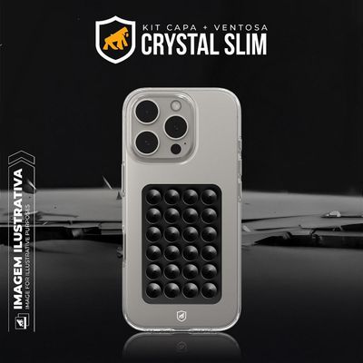 Kit Capa Crystal Slim para Iphone 16 Ventosa Preta - Gshield