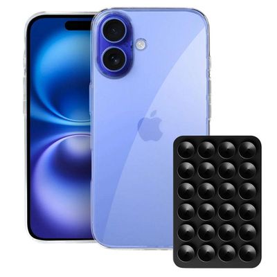 Kit Capa Crystal Slim para Iphone 16 Ventosa Preta - Gshield